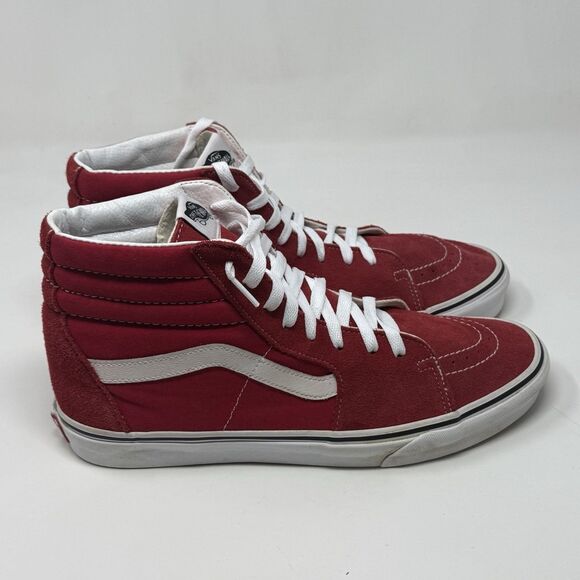 Vans Sk8-Hi Sneakers Mens 11.5 Red Suede Canvas Athletic Skateboard Skate Shoes - Picture 3 of 16